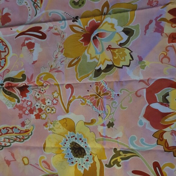 Lovely Pink & Multicolor Floral Fabric Remnant  30" by 35" - Picture 1 of 4